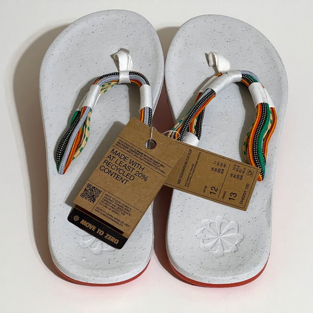 Nike EcoHaven Next Nature Men’s Slides Sail/Mantra Orange/Stadium Green Size 12M